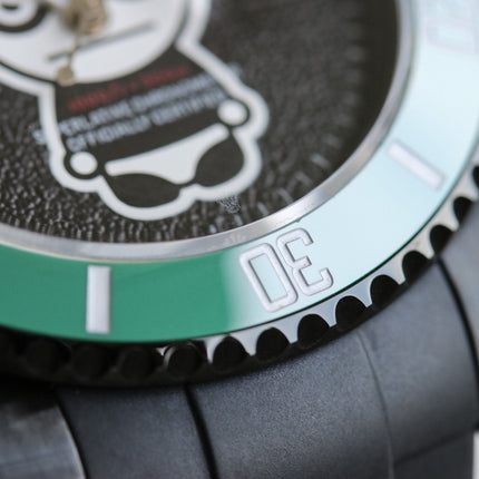 SUBMARINER DATE 40MM CUSTOM GREEN BEZEL BLACK BEAR DIAL