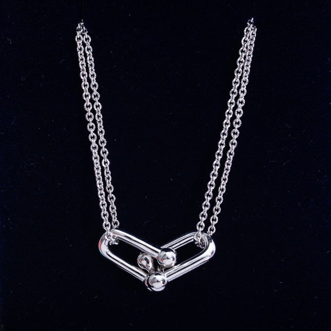 HARDWARE DOUBLE LINK PEDANT SILVER NECKLACE