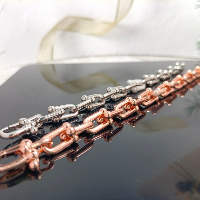 HARDWARE BRACELET PINK GOLD AND SILVER DIAMOND