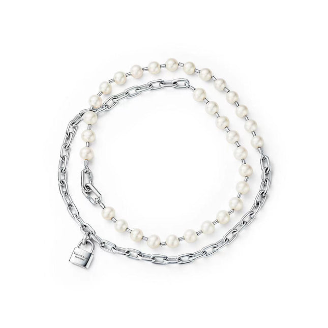HARDWARE PEARL WRAP NECKLACE