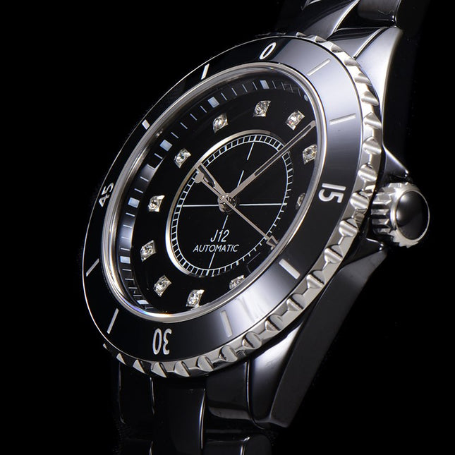 J12 38MM BLACK CERAMIC DIAMOND NUMERALS