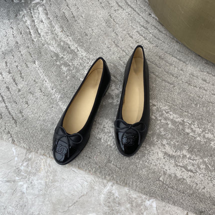 BALLET FLATS BLACK LAMBSKIN WITH BOW