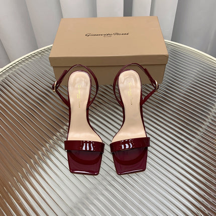 GIANVITO ROSSI 26S RIBBON HEELS 105 MM IN DARK RED PATENT LAMBSKIN