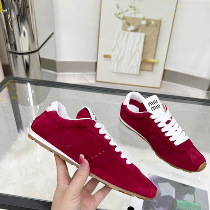 MIUMIU 26S SNEAKERS IN WINE RED SUEDE