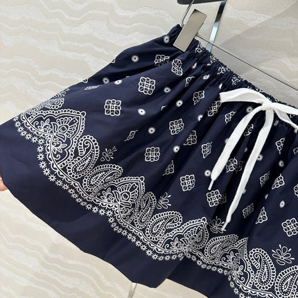 MIUMIU MIDNIGHT BLUE PLEATED MIDI SKIRT