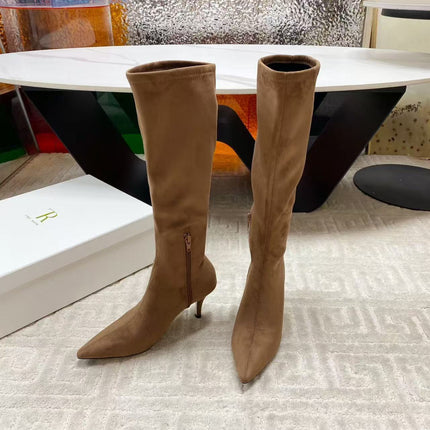 THE ROW HIGH BOOTS 85MM IN BROWN SUEDE