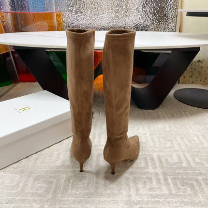 THE ROW HIGH BOOTS 85MM IN BROWN SUEDE