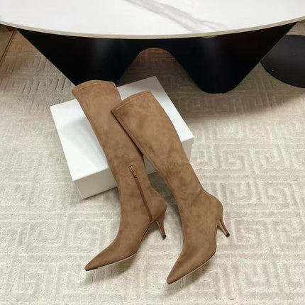 THE ROW HIGH BOOTS 85MM IN BROWN SUEDE