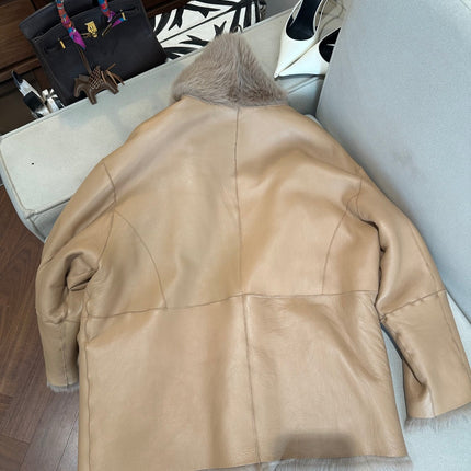HERMES 26S SHEARLING COAT 812