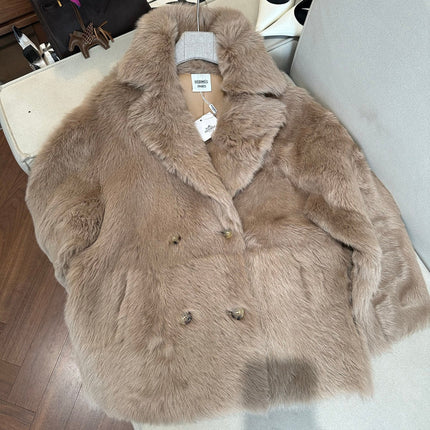 HERMES 26S SHEARLING COAT 812