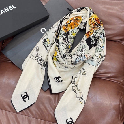 CHANEL 26S SCARF 135 IN CASHMERE AND SILK 309324