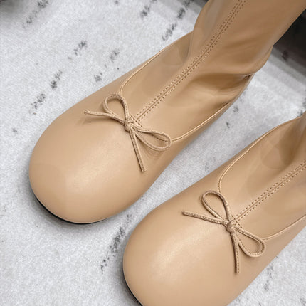 CHANEL 26S ANKLE BOOTS IN BEIGE CALFSKIN LACE UP FRONT