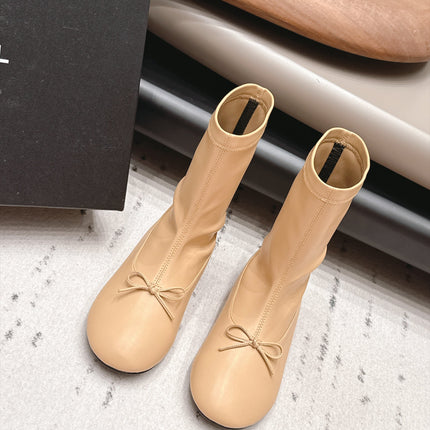 CHANEL 26S ANKLE BOOTS IN BEIGE CALFSKIN LACE UP FRONT