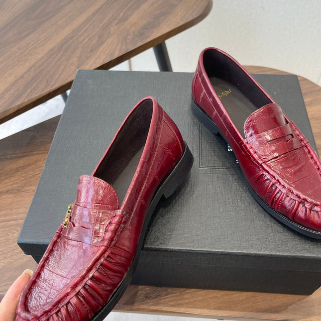 YSL 26S LOAFER IN DARK RED CALFSKIN