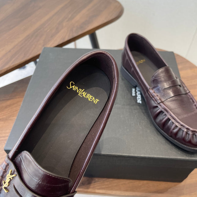 YSL 26S LOAFER IN DARK RED BROWN CALFSKIN