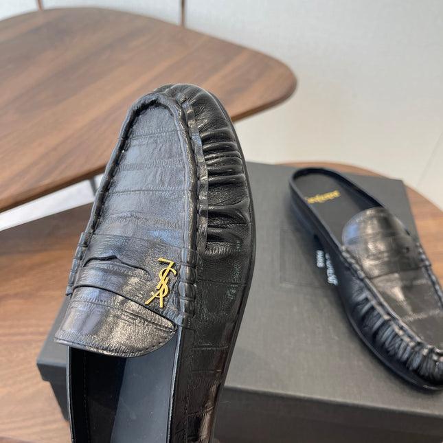 YSL 26S LOAFER MULES IN BLACK CALFSKIN