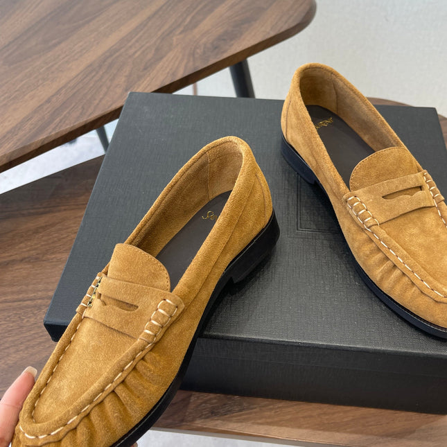 YSL 26S LOAFER IN CAMEL BROWN SUEDE
