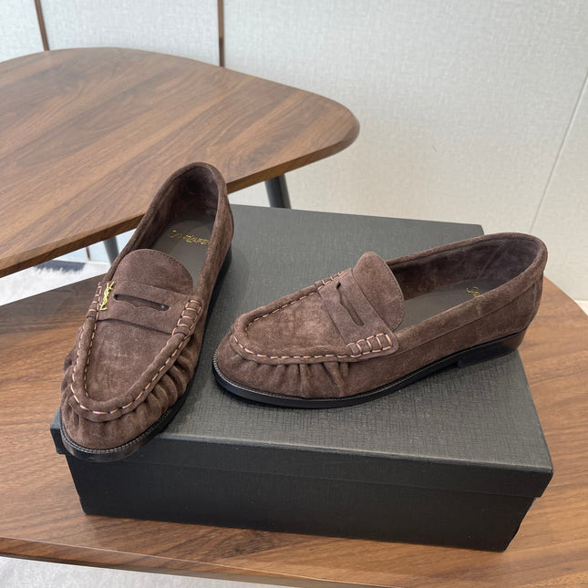 YSL 26S LOAFER IN EARTH BROWN SUEDE