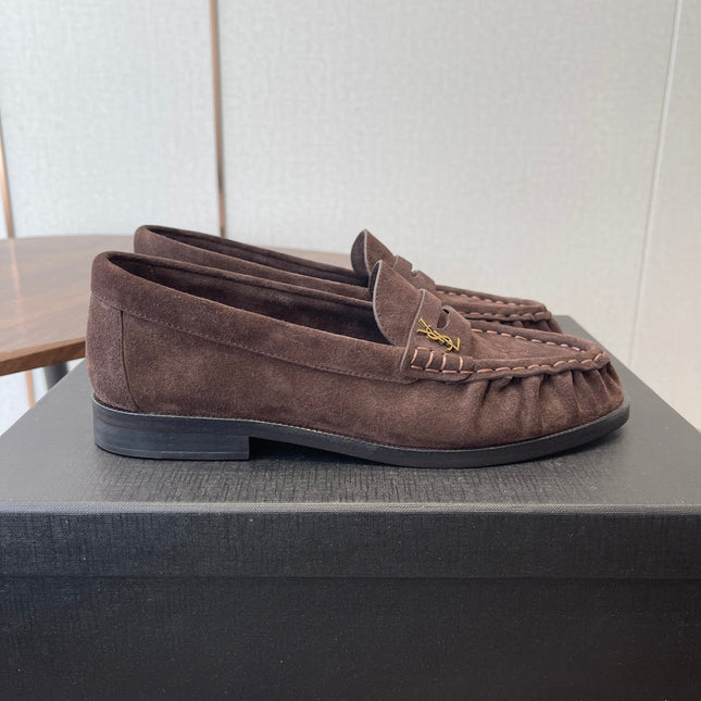 YSL 26S LOAFER IN EARTH BROWN SUEDE