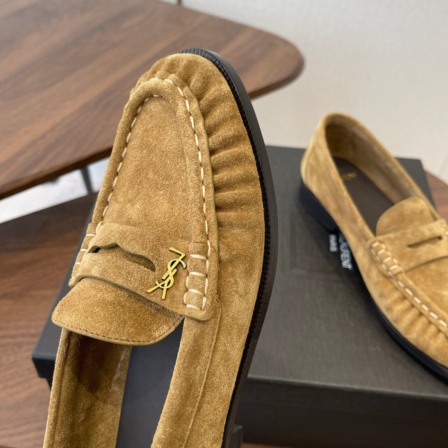 YSL 26S LOAFER IN LIGHT BROWN SUEDE