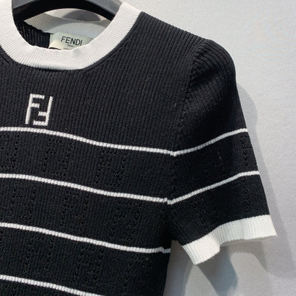 FENDI 26S SHORT-SLEEVE KNIT TOP 382