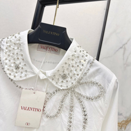 VALENTINO 26S PETER PAN COLLAR SHIRT WITH BOW STYLE 57