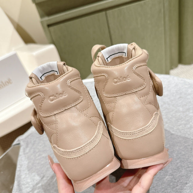 CHLOÉ 26S HIGH-TOP SNEAKERS IN BEIGE CALFSKIN