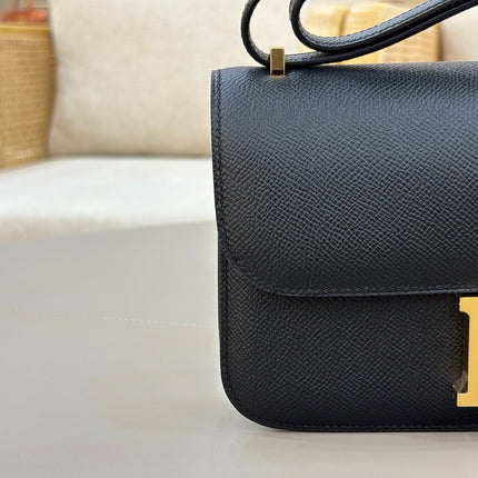 HM 25S CONSTANCE ELAN 24 CM IN BLACK EPSOM WITH GOLD HARDWARE