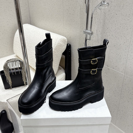 CELINE 26S ANKLE BOOTS IN BLACK CALFSKIN