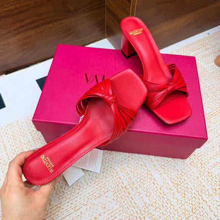 VALENTINO 26S BLOCK-HEEL SANDALS 65 MM IN RED CALFSKIN