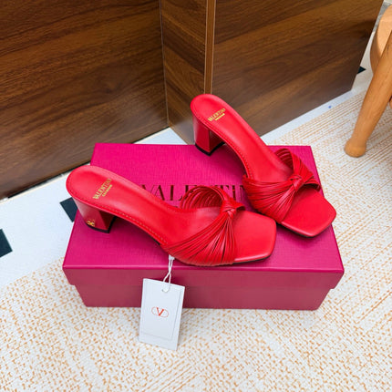 VALENTINO 26S BLOCK-HEEL SANDALS 65 MM IN RED CALFSKIN