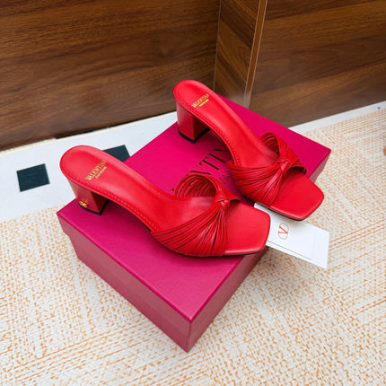 VALENTINO 26S BLOCK-HEEL SANDALS 65 MM IN RED CALFSKIN