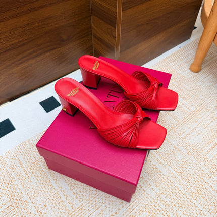 VALENTINO 26S BLOCK-HEEL SANDALS 65 MM IN RED CALFSKIN