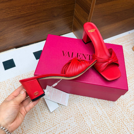 VALENTINO 26S BLOCK-HEEL SANDALS 65 MM IN RED CALFSKIN