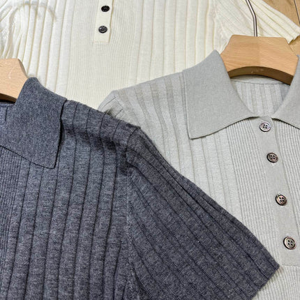 LORO PIANA 26S SHORT SLEEVE KNIT POLO SHIRT 843