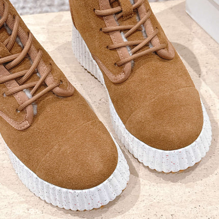 CHLOÉ 26S PLATFORM SOLE BOOTS 68 MM IN BROWN SUEDE