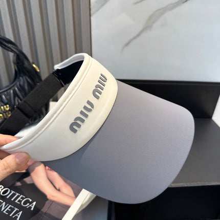 MIUMIU SPORT VISOR CAP IN GRAY MIX WHITE FABRIC