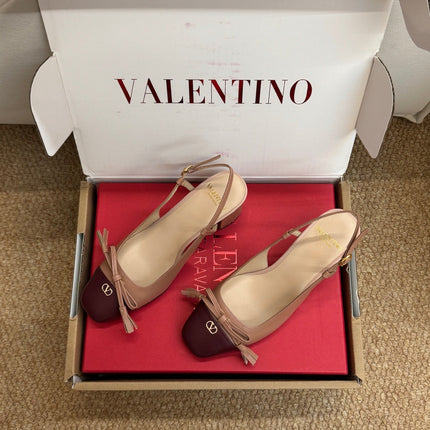 VALENTINO 26S HIGH HEEL SLINGBACKS IN BROWN CALFSKIN
