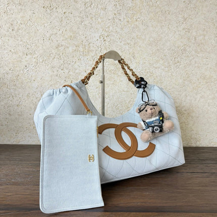 CHANEL 26S TOTE BAG 44 IN WHITE DENIM
