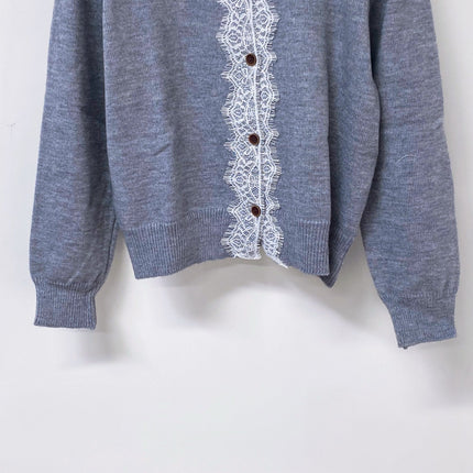 MIUMIU 26S LACE-TRIMMED COLLARED CARDIGAN 1529