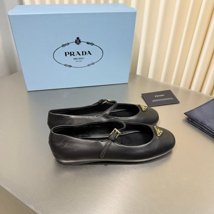 PRADA 26S MARY JANE FLATS IN BLACK CALFSKIN STYLE 2