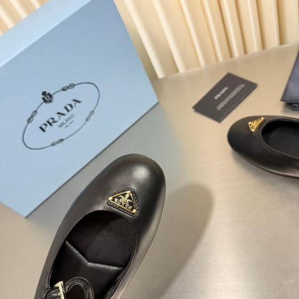 PRADA 26S MARY JANE FLATS IN BLACK CALFSKIN STYLE 2
