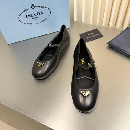 PRADA 26S MARY JANE FLATS IN BLACK CALFSKIN STYLE 2