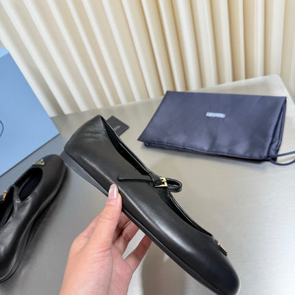 PRADA 26S MARY JANE FLATS IN BLACK CALFSKIN STYLE 2