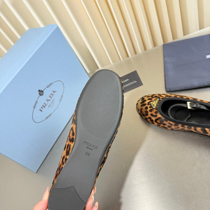 PRADA 26S MARY JANE FLATS IN LEOPARD-PRINT PONY HAIR