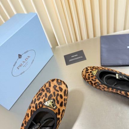 PRADA 26S MARY JANE FLATS IN LEOPARD-PRINT PONY HAIR