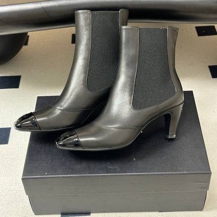CHANEL 26S ANKLE BOOTS 60 MM IN BLACK CALFSKIN