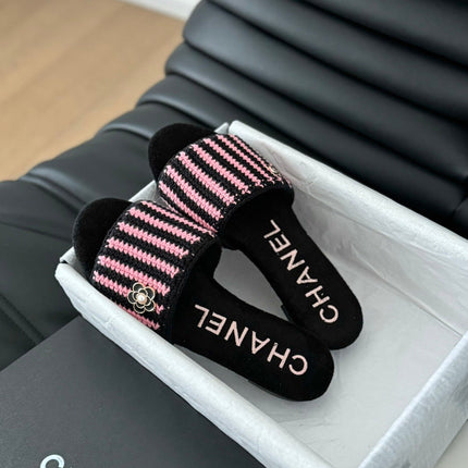 Sheepskins Knit Slippers Black Pink