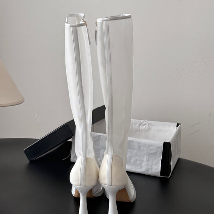CHANEL 26S THIGH HIGH BOOTS IN WHITE MESH