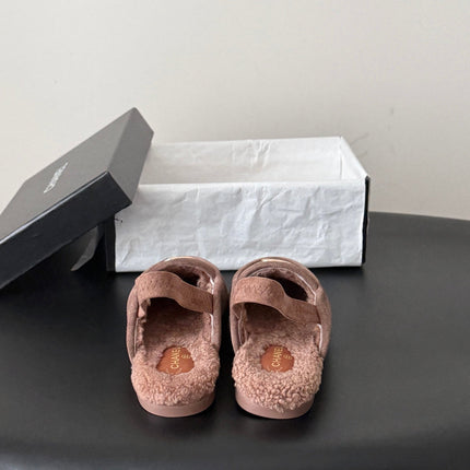 CHANEL 26S SLINGBACK LOAFERS IN TAUPE SUEDE AND SHEARLING LINING